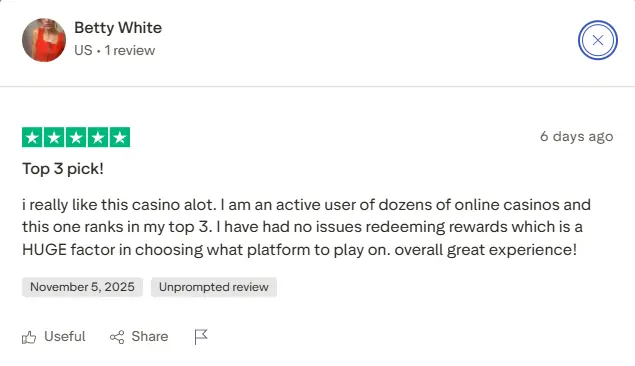 Positive review about excellent customer service experience at Adrenaline Casino